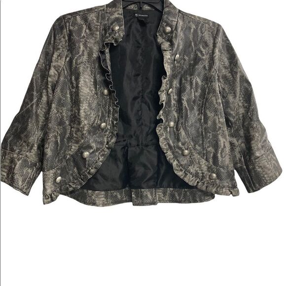 NEW DIRECTIONS, Women’s Animal Print Jacket, 3/4 length sleeve, Size Large, gray - Picture 1 of 8